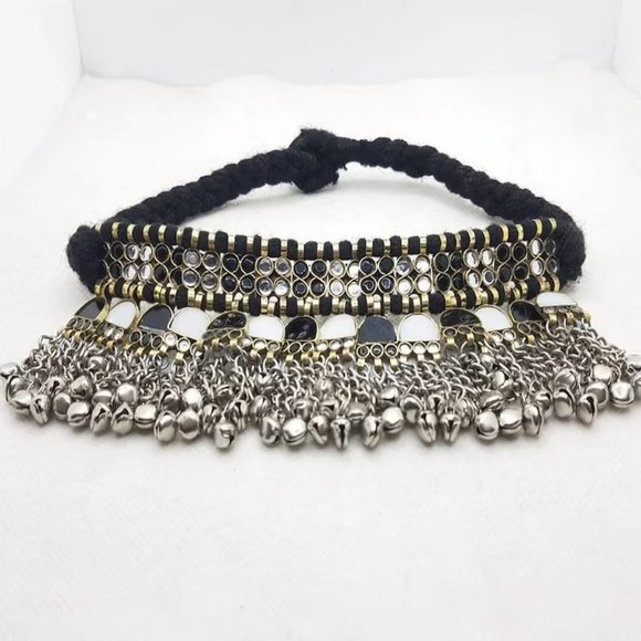 Turkmen Handmade Choker With Black and White Stones, Tribal Ethnic Choker - Picture 1 of 6